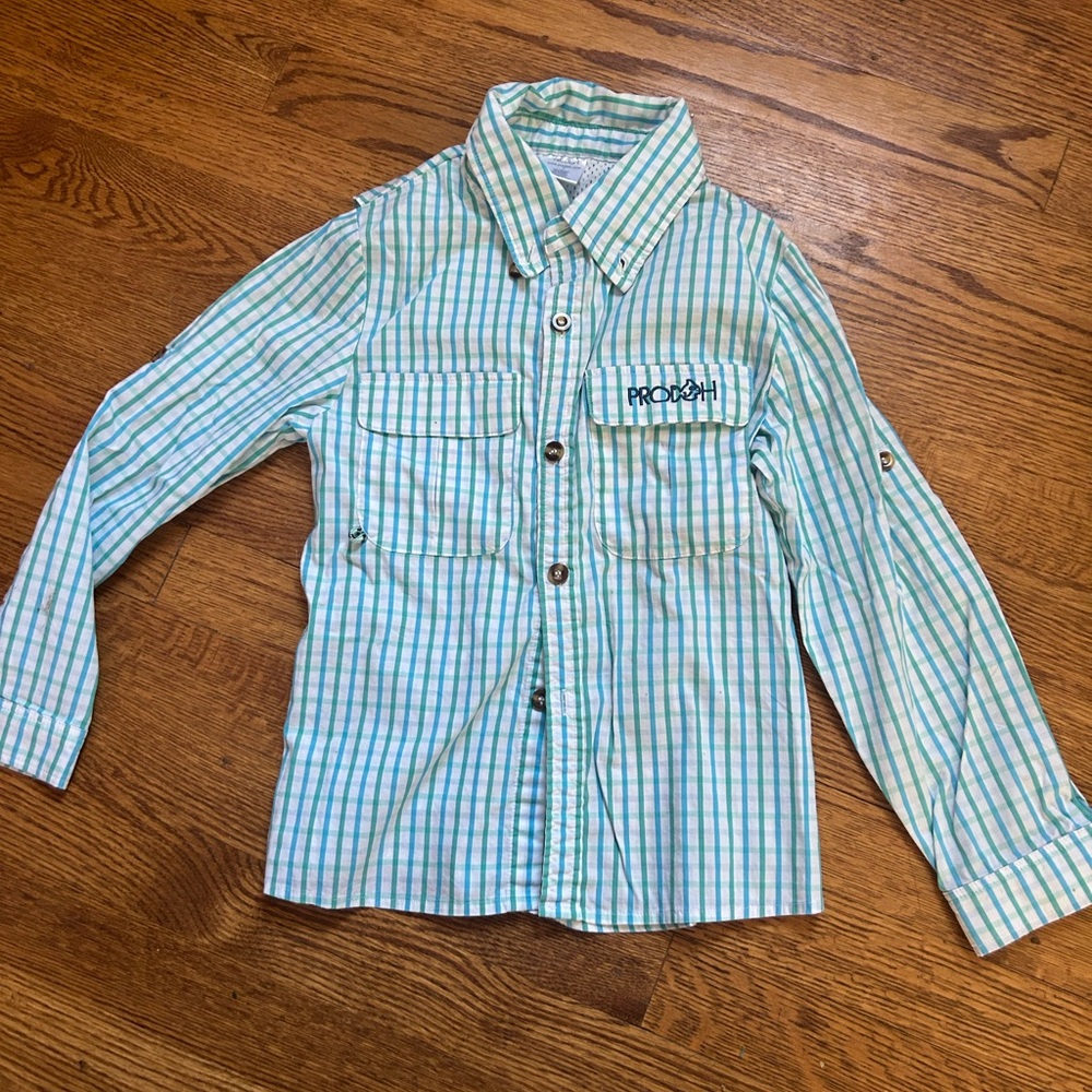 Prodoh Green Striped Kids Shirt Size 7
